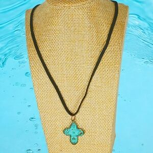 Black Leather Cord Charm Necklace Religious Jewelry Boho Hippie Gender Neutral